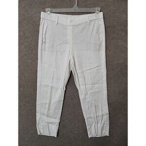 J Jill Linen Stretch Crop Pants Womens M Petite White Pull On Elastic Waist